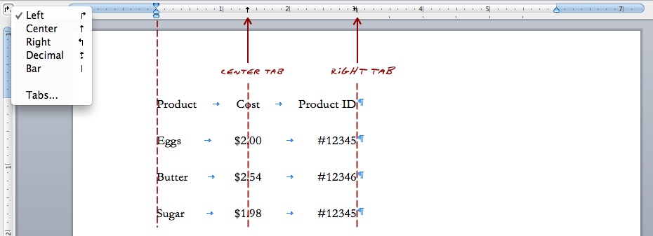 Tabs and the tab menu