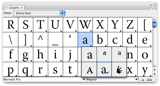 Indesign Glyph Palette