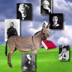 donkey with book and famous writers