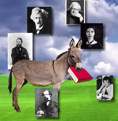 donkey with book and famous writers