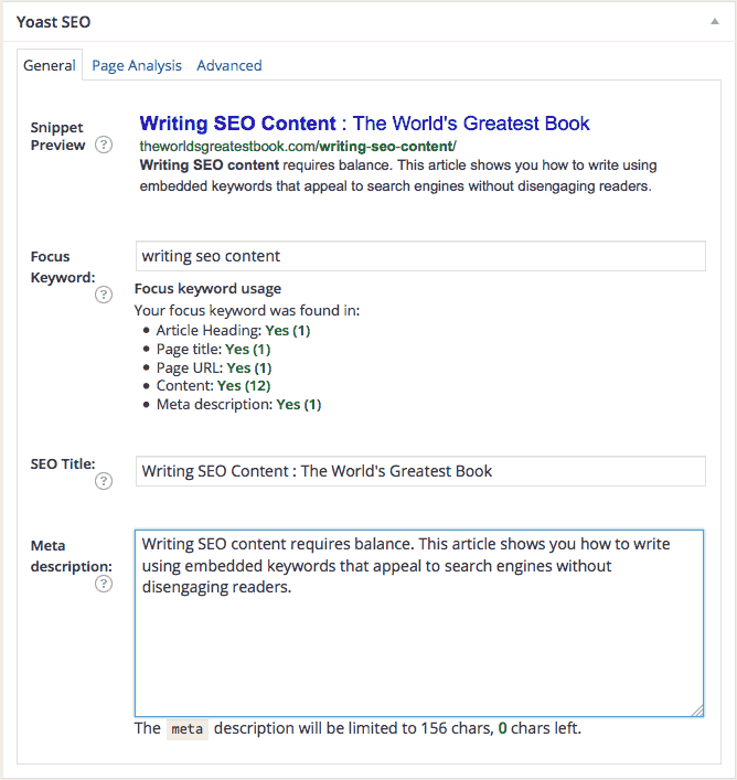 Writing SEO Content - Yoast SEO Meta-Description