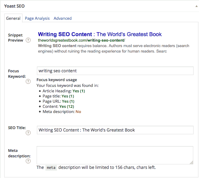 Writing SEO Content - Yoast SEO WordPress Plugin
